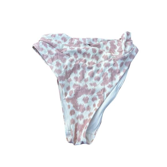 Aerie High Cut Pink Leopard Ribbed Bikini Bottom - Picture 1 of 3